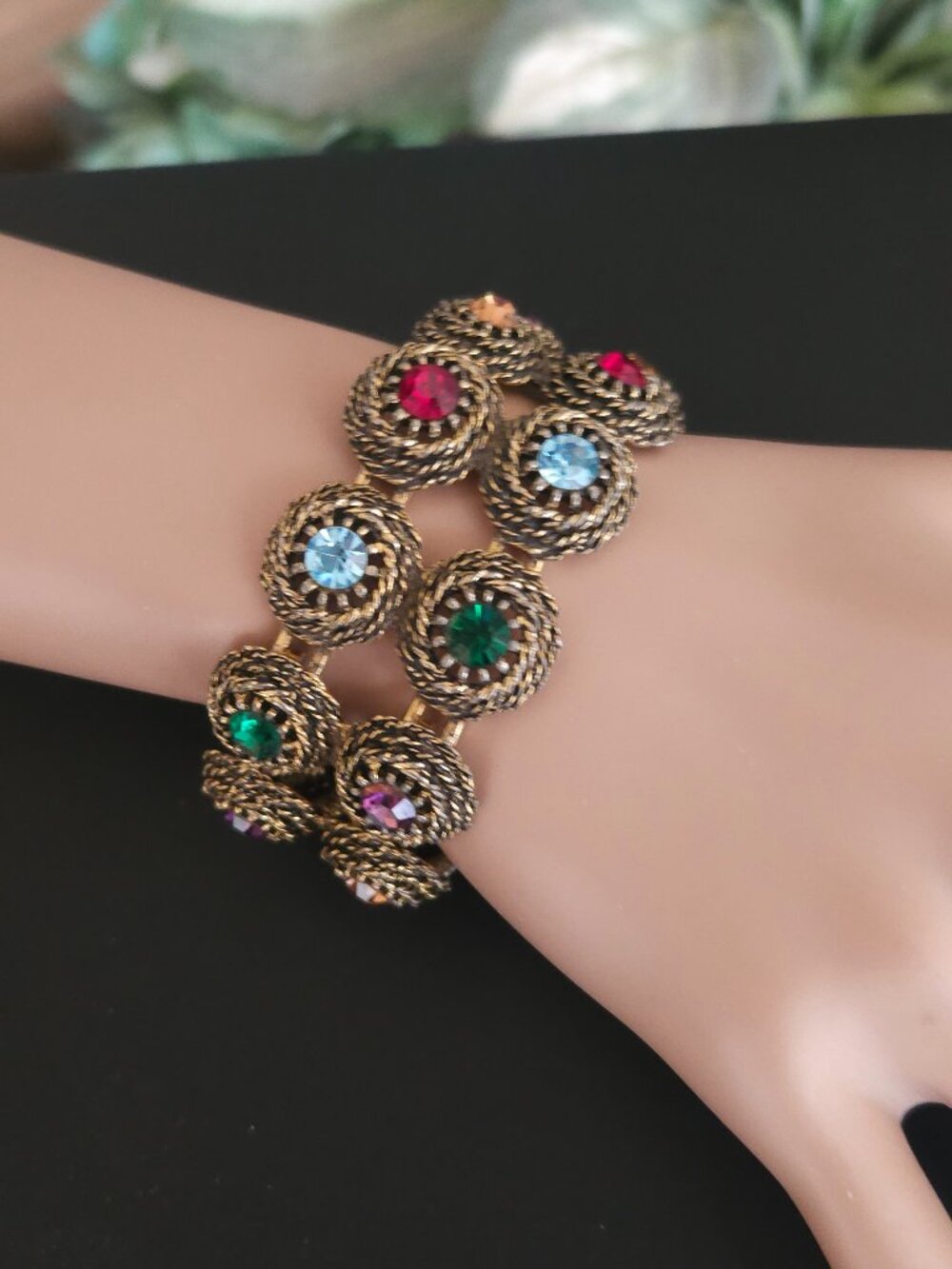 Vintage Judy Lee Signed Rhinestone Bracelet